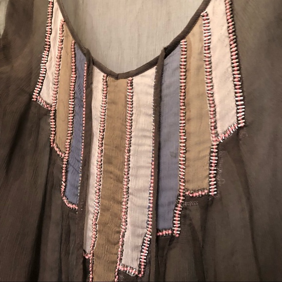 GREYLIN 100% Vintage Silk Beaded Sheer Dolman Sleeve Tunic - Picture 5 of 10